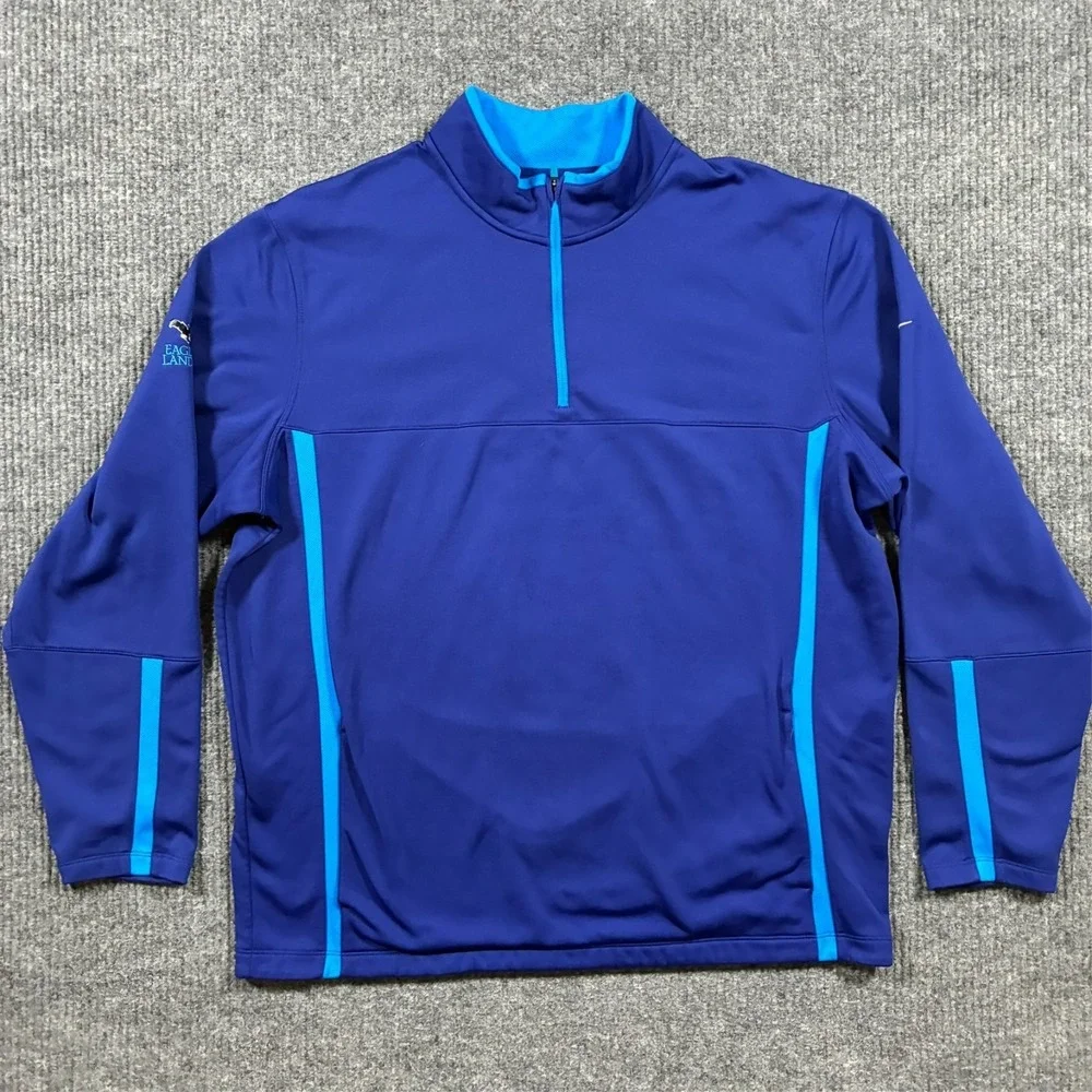 Nike Golf Mens Therma Fit Pullover Jacket XL Blue 1/4 Zip Athletic Performance